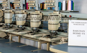 ID# 1139 1993 Barudan BEMSE-YS-15T  Multi-head commercial embroidery machine http://www.TheEmbroideryWarehouse.com
