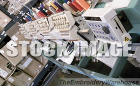 ID# 1281 1998 Tajima TMFXII-C1204  Multi-head commercial embroidery machine http://www.TheEmbroideryWarehouse.com