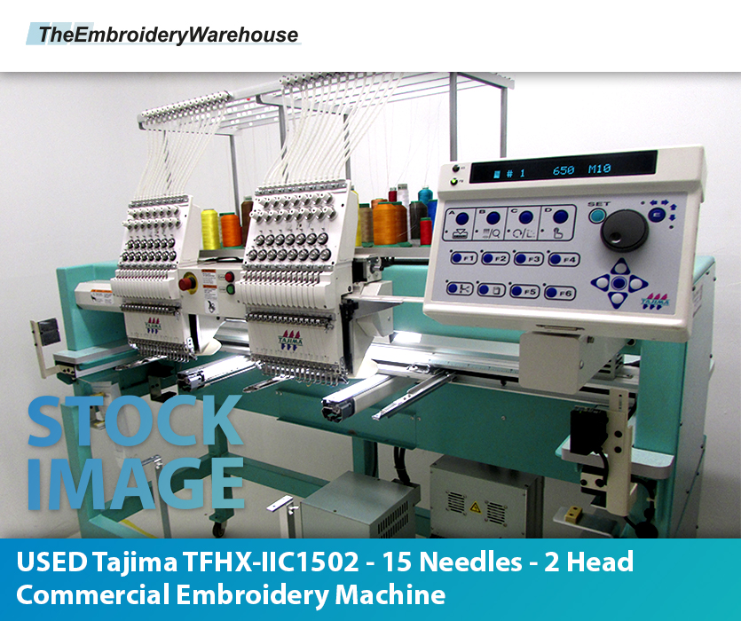 USED Tajima TFHXIIC1502 15 Needles 2 Head Commercial Embroidery