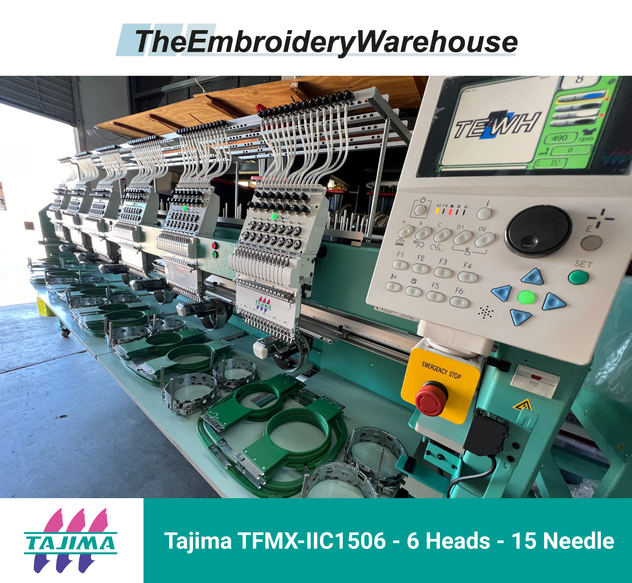 Tajima TFMX-IIC1506, 6-head, 15-needle, commercial