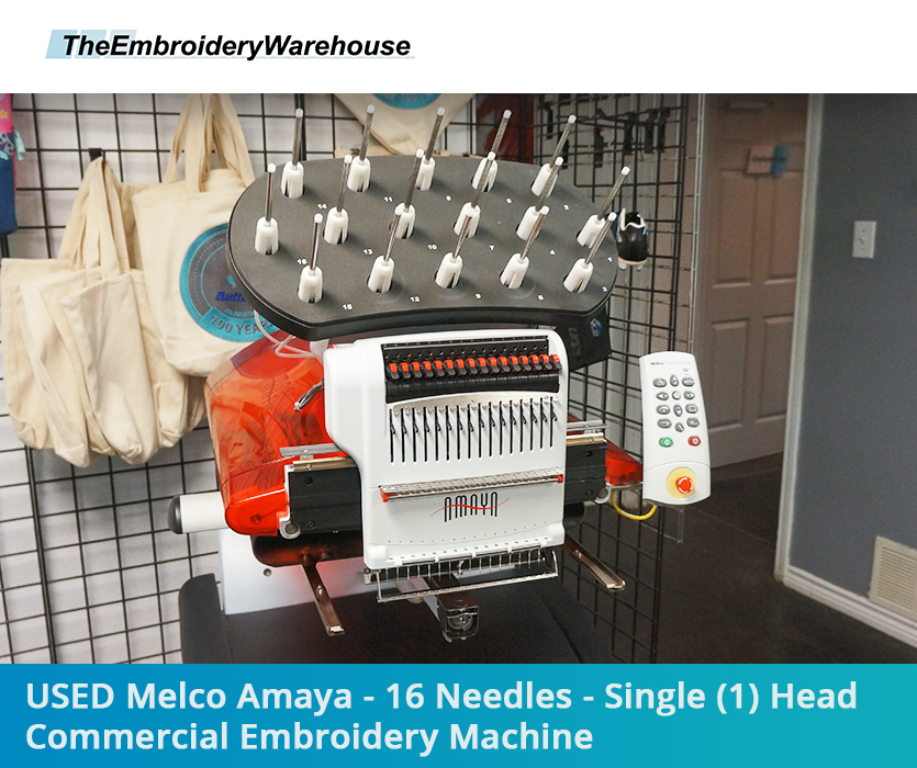 USED Melco Amaya 16 Needles Single (1) Head Commercial Embroidery Machine
