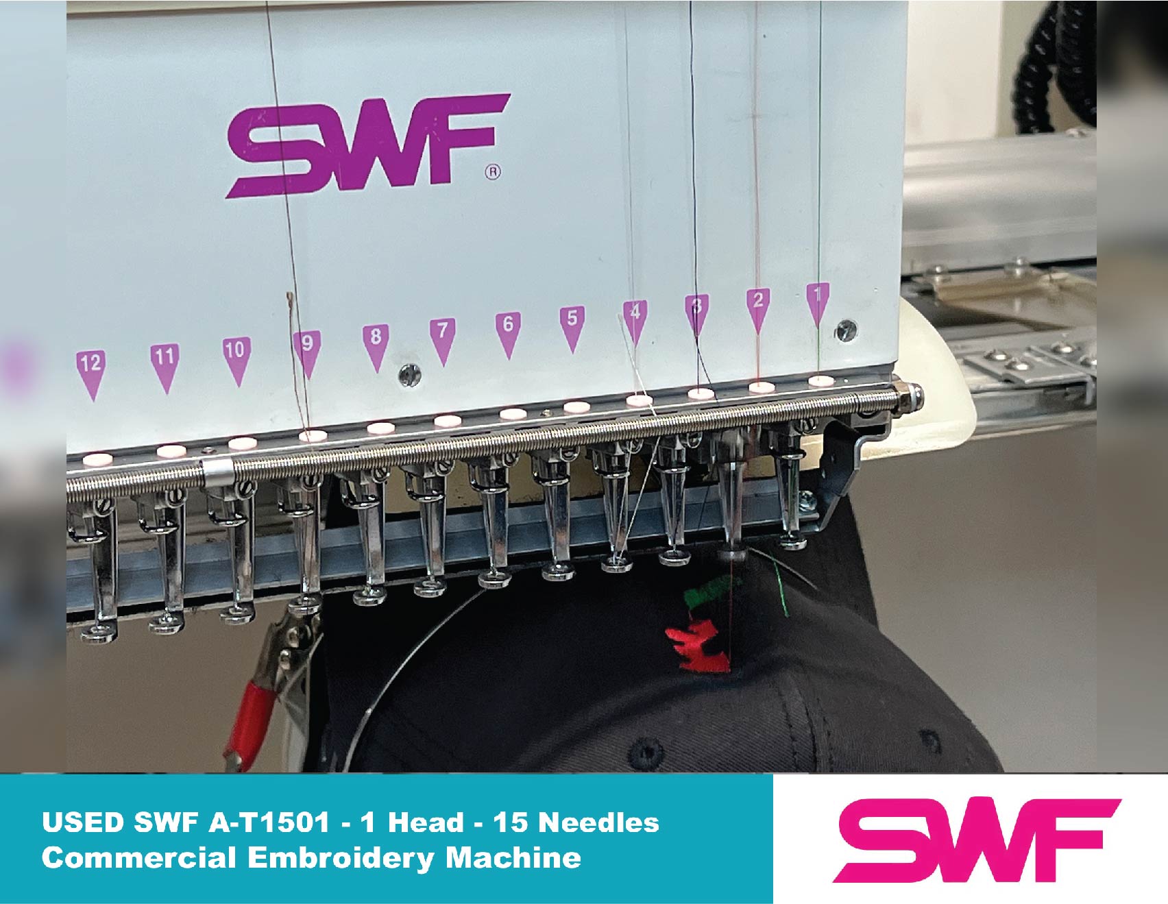 USED SWF A-T1501 - 1 Head - 15 Needles - Commercial Embroidery Machine