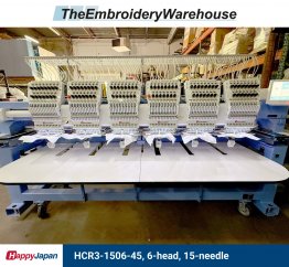 Happy HCR3-1506-45, 6-head, 15-needle, commercial embroidery machine