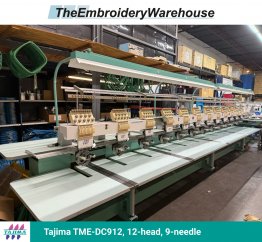 Tajima TME-DC912, 12-head, 9-needle, commercial embroidery machine