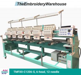 Tajima TMFXII-C1206-S, 6-head, 12-needle, commercial embroidery machine