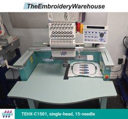 Tajima TEHX-C1501, single-head, 15-needle, commercial embroidery machine