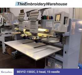 Barudan BEVYZ-1502C, 2-head, 15-needle, commercial embroidery machine