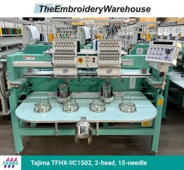 Tajima TFHX-IIC1502, 2-head, 15-needle, commercial embroidery machine