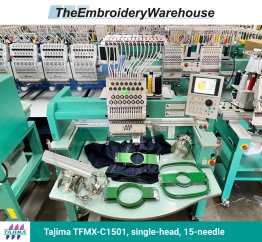 Tajima TFMX-C1501 , single-head, 15-needle, commercial embroidery machine