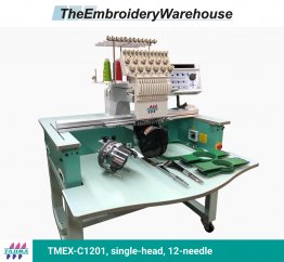 Tajima TMEX-C1201, single-head, 12-needle, commercial embroidery machine
