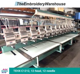 Tajima TEHX-C1212, 12-head, 12-needle, commercial embroidery machine