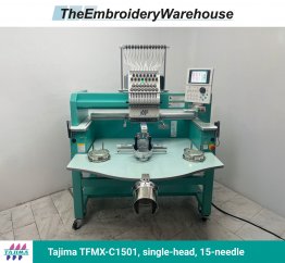 Tajima TFMX-C1501 , single-head, 15-needle, commercial embroidery machine