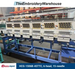 Happy HCG-1506B-45TTC, 6-head, 15-needle, commercial embroidery machine