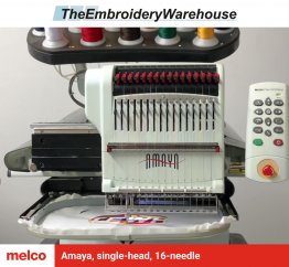 Melco Amaya, single-head, 16-needle, commercial embroidery machine