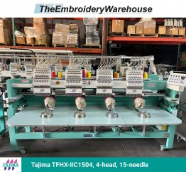 Tajima TFHX-IIC1504, 4-head, 15-needle, commercial embroidery machine