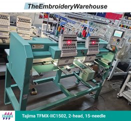 Tajima TFMX-IIC1502, 2-head, 15-needle, commercial embroidery machine