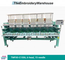 Tajima TMFXII-C1506, 6-head, 15-needle, commercial embroidery machine