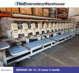 Barudan BENSME-ZN-15, 15-head, 9-needle, commercial embroidery machine