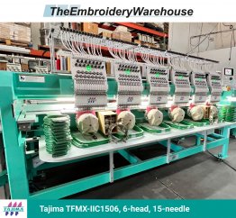 Tajima TFMX-IIC1506, 6-head, 15-needle, commercial embroidery machine