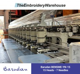 Barudan BENSME-YN-15 - 15 Heads - 7 Needles - Commercial Embroidery Machine