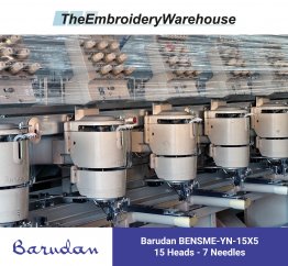 Barudan BENSME-YN-15X5 - 15 Heads - 7 Needles - Commercial Embroidery Machines (5 Total Machines)