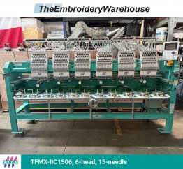 Tajima TFMX-IIC1506, 6-head, 15-needle, commercial embroidery machine