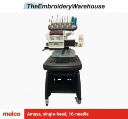 Melco Amaya, single-head, 16-needle, commercial embroidery machine