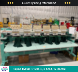 Tajima TMFXII-C1206-S, 6-head, 12-needle, commercial embroidery machine
