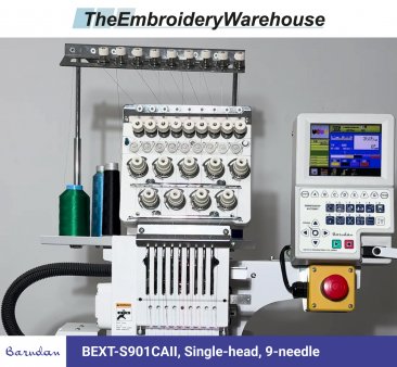 Barudan BEXT-S901CAII, Single-head, 9-needle, commercial embroidery machine