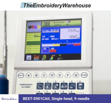 Barudan BEXT-S901CAII, Single-head, 9-needle, commercial embroidery machine