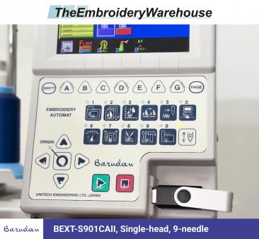 Barudan BEXT-S901CAII, Single-head, 9-needle, commercial embroidery machine