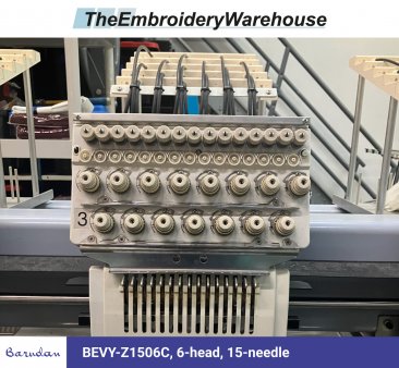 Barudan BEVY-Z1506C, 6-head, 15-needle, commercial embroidery machine
