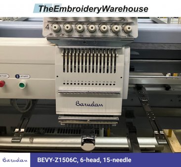 Barudan BEVY-Z1506C, 6-head, 15-needle, commercial embroidery machine