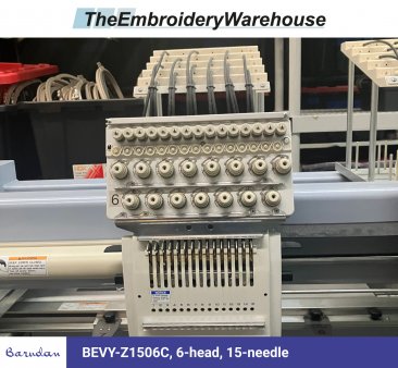 Barudan BEVY-Z1506C, 6-head, 15-needle, commercial embroidery machine