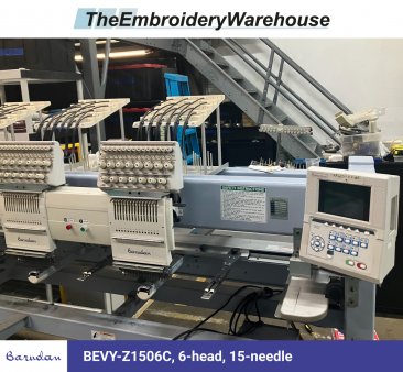 Barudan BEVY-Z1506C, 6-head, 15-needle, commercial embroidery machine