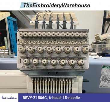 Barudan BEVY-Z1506C, 6-head, 15-needle, commercial embroidery machine