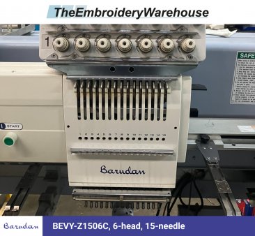 Barudan BEVY-Z1506C, 6-head, 15-needle, commercial embroidery machine