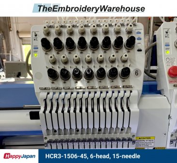Happy HCR3-1506-45, 6-head, 15-needle, commercial embroidery machine