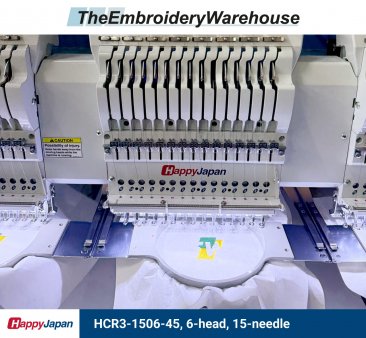 Happy HCR3-1506-45, 6-head, 15-needle, commercial embroidery machine