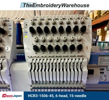 Happy HCR3-1506-45, 6-head, 15-needle, commercial embroidery machine