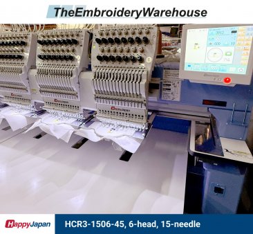 Happy HCR3-1506-45, 6-head, 15-needle, commercial embroidery machine