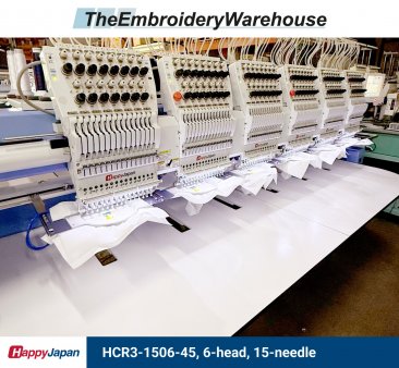 Happy HCR3-1506-45, 6-head, 15-needle, commercial embroidery machine