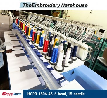 Happy HCR3-1506-45, 6-head, 15-needle, commercial embroidery machine