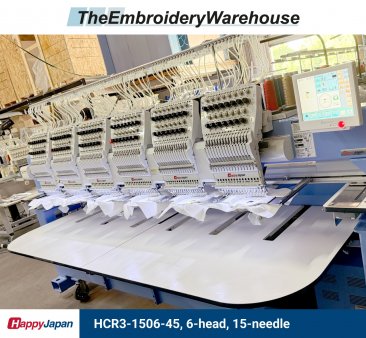 Happy HCR3-1506-45, 6-head, 15-needle, commercial embroidery machine