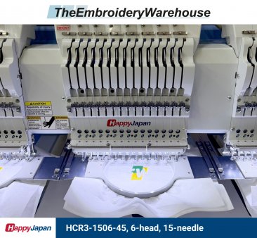 Happy HCR3-1506-45, 6-head, 15-needle, commercial embroidery machine