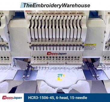 Happy HCR3-1506-45, 6-head, 15-needle, commercial embroidery machine