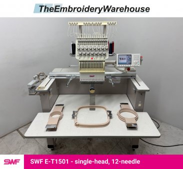 SWF E-T1501, single-head, 15-needle, commercial embroidery machine