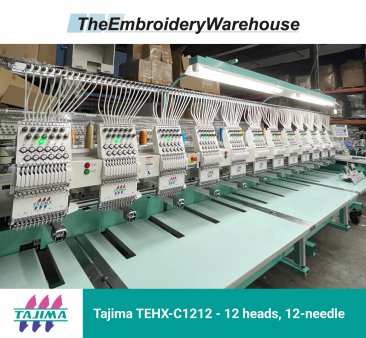 Tajima TEHX-C1212, 12-head, 12-needle, commercial embroidery machine