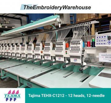 Tajima TEHX-C1212, 12-head, 12-needle, commercial embroidery machine