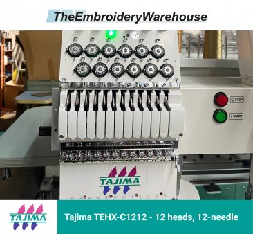 Tajima TEHX-C1212, 12-head, 12-needle, commercial embroidery machine